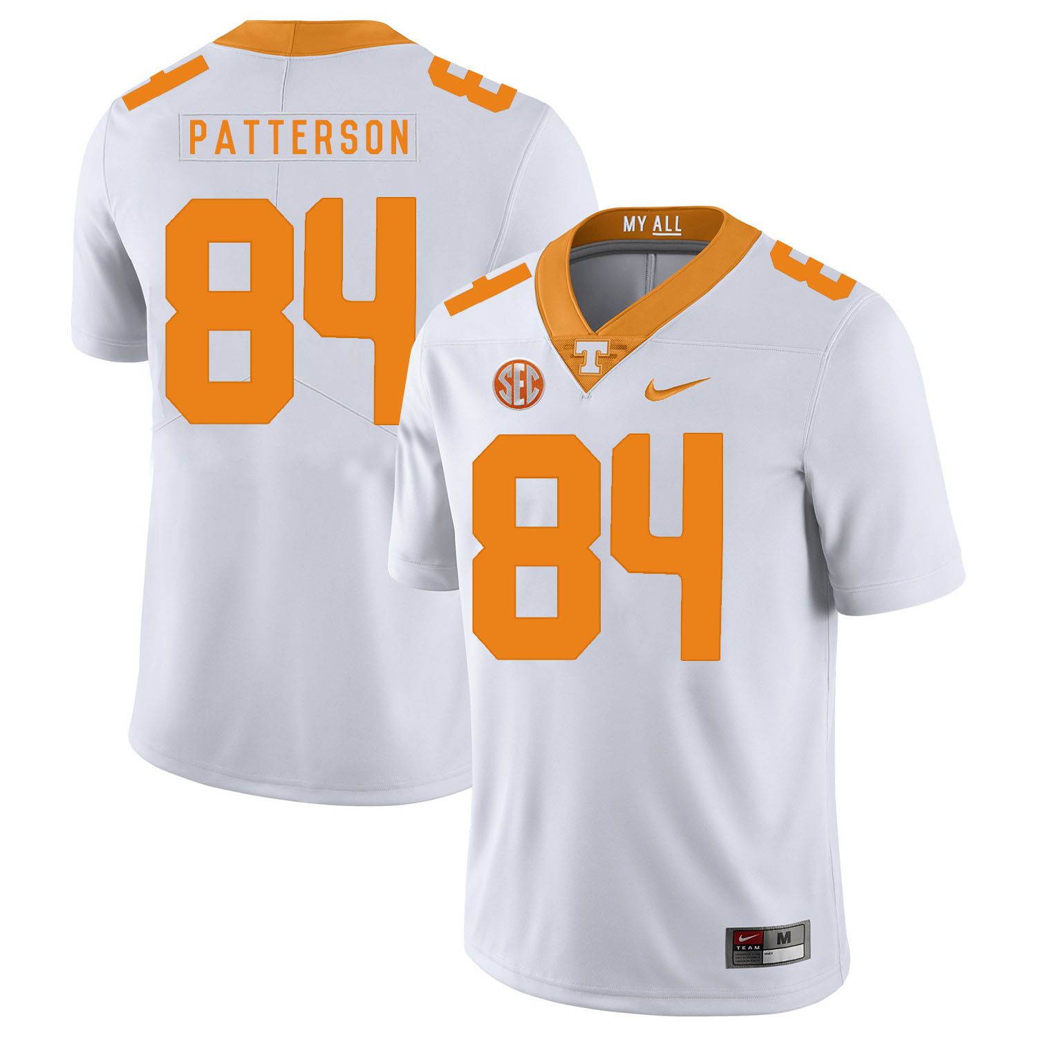 Men Tennessee Volunteers #84 Patterson White Customized NCAA Jerseys->customized ncaa jersey->Custom Jersey